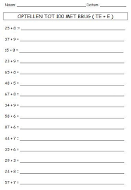 herhalingsblaadjes optellen tot 100 hoofdrekenen optellen en aftrekken getallenlijnen