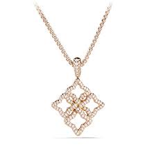 Venetian Quatrefoil Pendant Necklace With Diamonds In 18k Rose Gold Rose Gold Jewelry Sparkle Necklace Heart Pendant Diamond