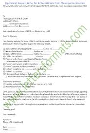 Types of formal letters and formal letter format. Request Letter For Birth Certificate From Municipal Corporation
