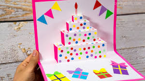 How to make a pop up card: Diy Birthday Cake Pop Up Card Easy Pop Up Card Tutorials Happy Birthday Card Ideas Youtube