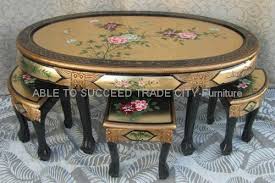 Nesting tables, set of 2 $ 129. Hand Painted Oval Coffee Table Set Ats001 Macau Manufacturer Dining Room Furniture Furniture Products Diytrade China Manufacturers
