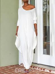 Ericdress White Full Length Backless Baggy Pants Loose