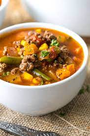 Hamburger Soup Is A Quick And Easy Meal Loaded With Vegetables Lean Beef Diced Tomatoes And Potatoes It S Gr Hamburger Soup Easy Hamburger Soup Soup Recipes