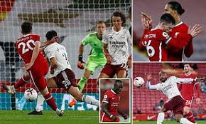 And now fabinho also gives it away. Liverpool 3 1 Arsenal Diogo Jota Scores On His Home Debut To Seal Victory For Champions Daily Mail Online