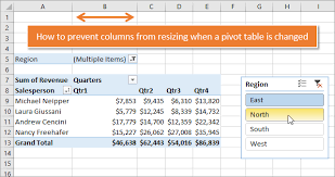 how to stop pivot table columns from resizing on change or