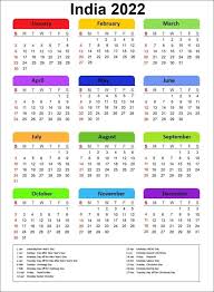printable india 2022 calendar with holidays pdf