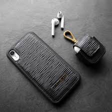 Black Apple Air Pods Iphone Xr Case And Apple Airpods Case In Embossed Genuine Leather Black Iphonexr Iphonexrcase Appleairpods Airpods Airpods Genuine Leather Iphone Black