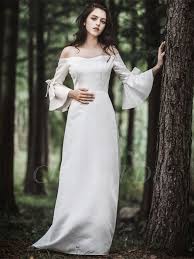 Maybe you would like to learn more about one of these? Hippie Boho Schulterfreies Brautkleid Carmen Ausschnitt Satin Schlicht Mit Armel