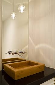 teak sink contemporary bathroom
