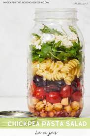 Chickpea Pasta Salad In A Jar Recipe Mason Jar Salad Recipes Salad Jar Recipe Mason Jar Salad
