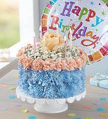 Rainbow cake, raspberry cake and almond cake. Birthday Flower Cake Coastal Arrangement In Croton On Hudson Ny Cooke S Little Shoppe Of Flowers