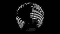 An animated rotating globe background with blue magnetic field. Minimal 2d Globe Loop On Black Backgroun Stock Video Pond5