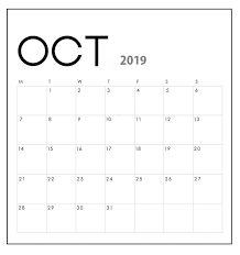 Cute 2019 October Wall Calendar Monthly Calendar Template Printable Calendar Template Blank Calendar Template