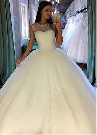 Buy Discount Shining Sequin Tulle Jewel Neckline Ball Gown Wedding Dress With Be Outfit Ideas Robes Chic Robe De Mariee En Tulle Robe De Mariee Robe De Mariee Princesse