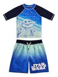 Rash guard top features adorable graphic of the iconic baby yoda; Star Wars Star Wars Boys Baby Yoda Rash Guard Swim Trunks Set Sizes 4 12 Walmart Com Walmart Com