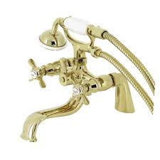 There are bule floral patterns decorated with a:divided by function: Polished Brass Bathtub Faucets Free Shipping Over 35 Wayfair