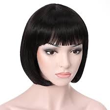 Black Bob Wig With Bangs Amazon Pin By Meghan Keen On Celebrate All Hallows Eve Wig Hairstyles Human Hair Wigs Wigs