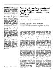 Migration And Population Estimation Of The Tautog Tautoga