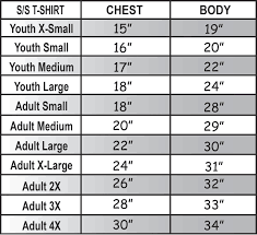 Headline Shirts Size Chart Coolmine Community School