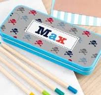 Personalised Boy's Blue Metal Pencil Case Tin