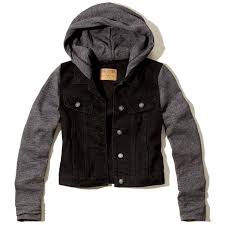 Hollister Denim Hoodie Jacket 78 Brl Liked On Polyvore Featuring Outerwear Jackets Destroyed Black Hooded Denim Jacket With Hoodie Denim Hoodie Hoodies