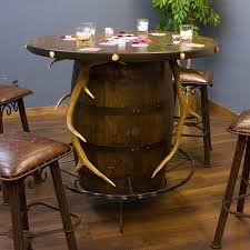 Elk Antler Whiskey Barrel Pub Table Rustic Pub Table Pub Table Barrel Table
