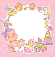 Bashower Design Template Bagirl With Toy Vector Baby Shower Cards Baby Photo Frames Cute Little Baby