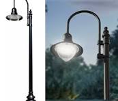Dark Sky Municipal Quality LED Street Light Fixture, Pole, and Pedestal  Combo