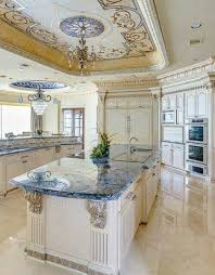 Blue And Cream Kitchen With Blue Granite And Tiles Omg Luxury Kitchen Design Mediterranean Kitchen Design Mediterranean Kitchen