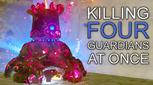 Try the pumaag nitae shrine to the south of the overworld map Killing Four Guardians At Once The Legend Of Zelda Breath Of The Wild Youtube