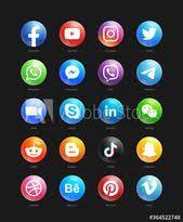 Popular Social Media Modern 3d Round Web Icons Vector Set On Black Background Facebook Youtube Instagram Whatsapp Twitter T Web Icon Vector Icon Set Web Icons