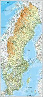 Maphill is more than just a map gallery. Sweden Wall Map Standard Size 54 X 122cm