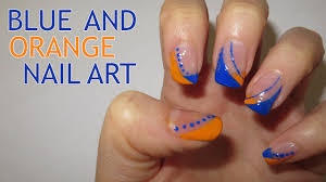Popular items for orange nail art. Blue And Orange Nail Art Requested Youtube