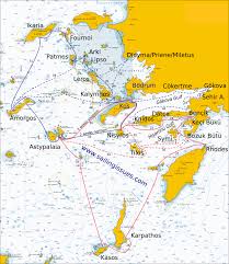 Nautical Chart Of Kos And Bodrum Sailing Routes Yacht