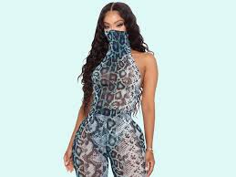 95% polyester 5% spandex contrast: Fashion Nova S Animal Print Top With A Built In Mask Gets Rave Reviews