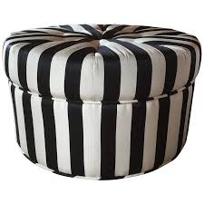 Black And White Striped Ottoman Striped Tufted Circular Ottoman Ottoman Tufted Ottoman Vintage Designs
