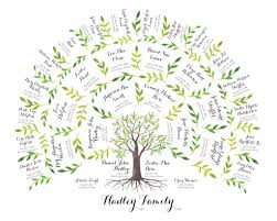 Family Tree Chart 4 Generations Genealogy Watercolor Art