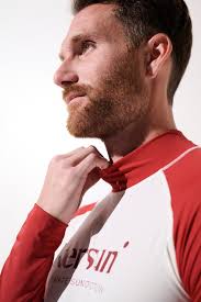 Men's UV Swim Shirt, Malibu, White/Red, UPF 50+ M