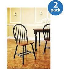 Better Homes And Gardens Autumn Lane Windsor Solid Wood Chairs Set Of 2 Black And Oak Walmart Com Solid Wood Dining Chairs Oak Dining Room Chairs Solid Wood Chairs