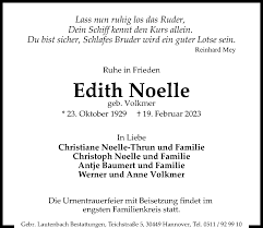 Traueranzeigen von Edith Noelle