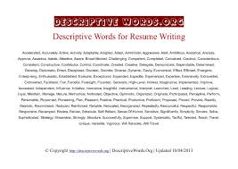 descriptive words list of adjectives