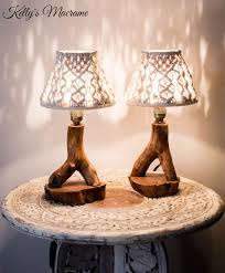 Handmade Table Lamps Set Of 2 Macrame Lampshades Cretan Olive Tree Table Lamps Home Decor Bedroom Decor Wedding Hou Handmade Table Table Lamp Sets Lamp