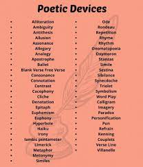 It can be prose or poetry. 50 Poetic Devices With Examples Rhyme Alliteration Leverage Edu