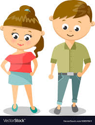 Cute cartoon of young woman and man Royalty Free Vector