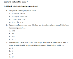 (021) 84994818 naskah soal ulangan tengah semester mata pelajaran : Soal Uts Matematika Kelas 7 Tahun 2012 K Satria Matematika