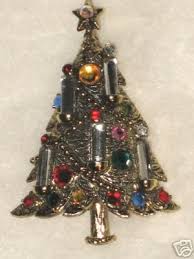 Rare Hollycraft Rhinestone Candle Christmas Tree Brooch 33466265