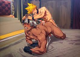 Rule 34 Dev - 2boys abs anal bar_censor bara biceps blonde_hair blurry  blurry_background blush breast_sucking censored choker closed_eyes  completely_nude cum cum_in_ass ejaculation erection feet_out_of_frame gyee  large_pectorals large_penis ...
