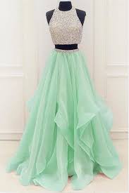 Lilac And Light Green Two Pieces Prom Dress Wedding Dress Evening Dresses Formal Dresses Graduation Party Dresses Banquet Gown Green Prom Dress Mint Green Prom Dress Cute Prom Dresses