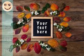 Wooden Square Picture Frame Mockup With Fall Leaves Wooden Square Picture Frame Mockup With Fall Leaves And Gh Design Mockup Free Frame Mockups Free Psd Design