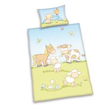 Shawsdirect forever friends 5 piece cot baby bedding bale set, includes flat sheet, fitted sheet, coverlet, bumper and cellular blanket (blue). Herding Baby Best Toddler Bedding Set Reversible Motif Jana Farm Animals Duvet Cover 100 X 135 Cm Pillow Case 40 X 60 Cm Cotton Renforce Buy Online In Grenada At Grenada Desertcart Com Productid 117153809